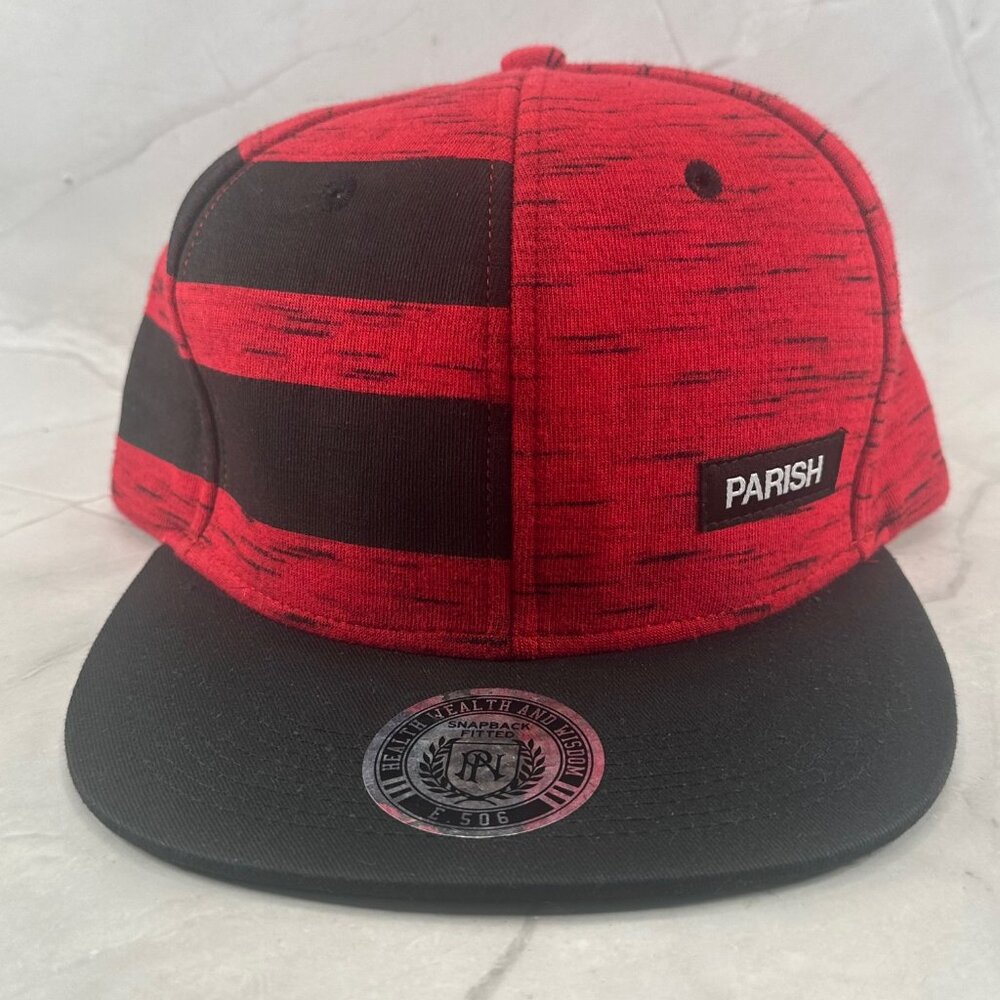 Parish Nation Red & Black Snapback Hat – Health, Wealth & Wisdom Logo